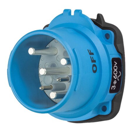 Meltric Pin & Sleeve Inlet, 60 A, 600V AC, Three Phase, 3 Pole, Screw Terminals Wire Connection Type Blue 63-68143-972-A155